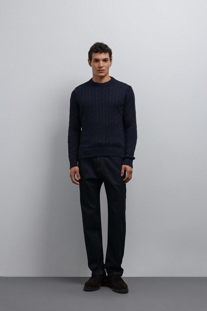 ANT Antioch Blue Textured Knit Men's Sweater - Boucherville