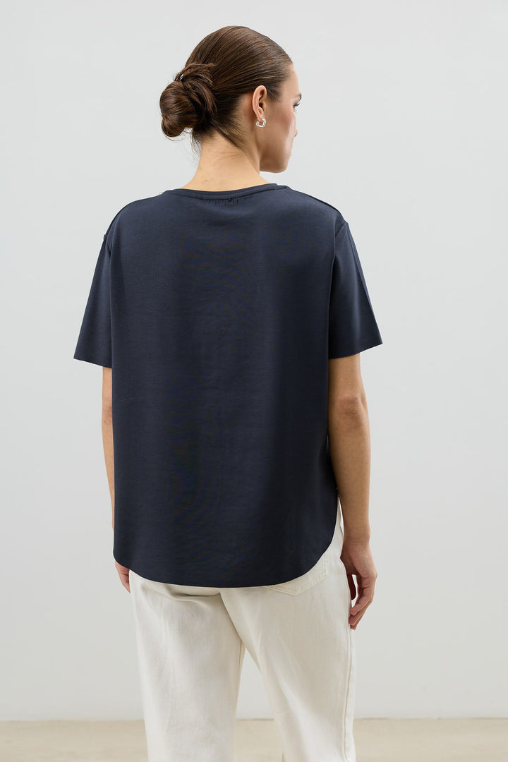 ANT Antioch Lacivert Dökümlü Kadın T-Shirt - Hawthorne