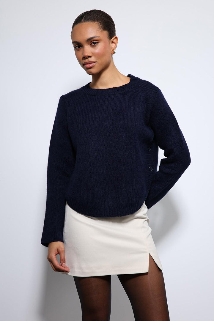 ANT Antioch Lacivert Düğme Detaylı Triko Kazak - Rueil-Malmaison