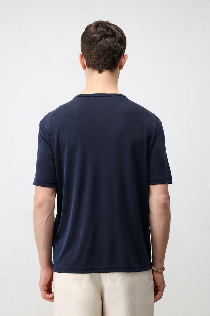 ANT Antioch Lacivert Düğmeli Yaka Erkek T-Shirt - Schaffhausen