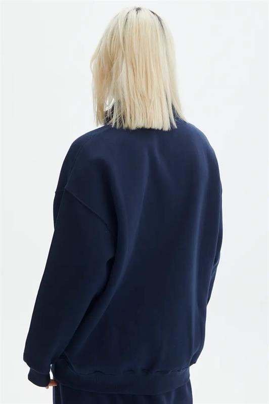 MDX Navy Blue Oversize Sweatshirt with Zipper Detail MG1933 - Corato