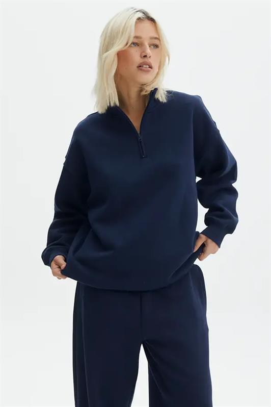 MDX Navy Blue Oversize Sweatshirt with Zipper Detail MG1933 - Corato