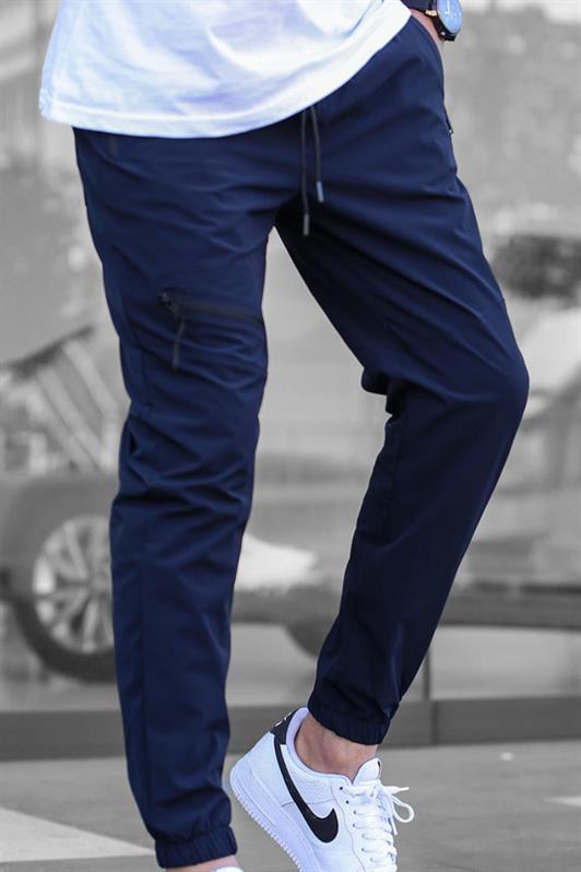 MDX Navy Blue Parachute Jogger Pants with Zipper Detail - Cortazar