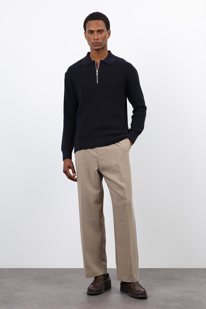 ANT Antioch Lacivert Fermuarlı Erkek Triko Kazak - Tivoli