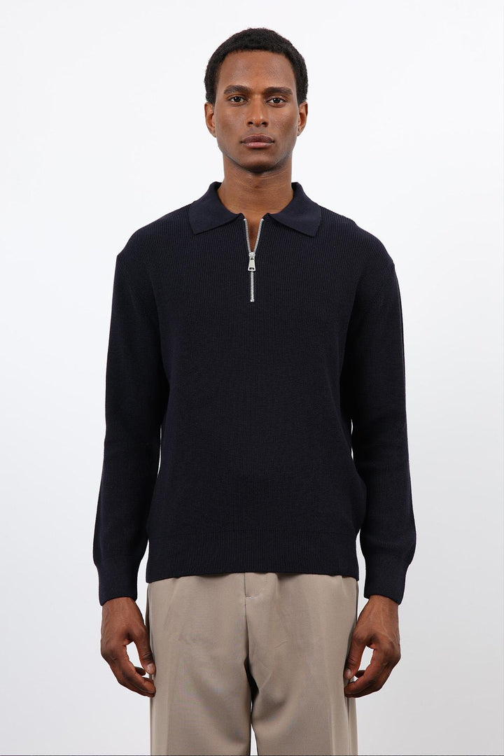 ANT Antioch Lacivert Fermuarlı Erkek Triko Kazak - Tivoli