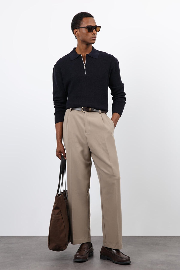 ANT Antioch Lacivert Fermuarlı Erkek Triko Kazak - Tivoli