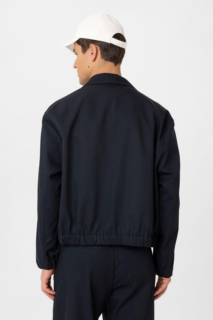 ANT Antioch Navy Blue Hidden Button Seasonal Relax Fit Men's Coat - Cholet