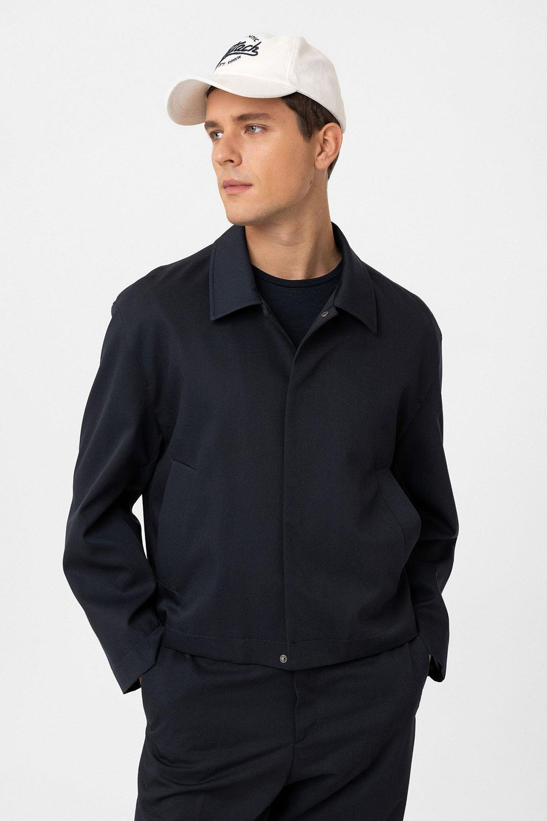 ANT Antioch Navy Blue Hidden Button Seasonal Relax Fit Men's Coat - Cholet