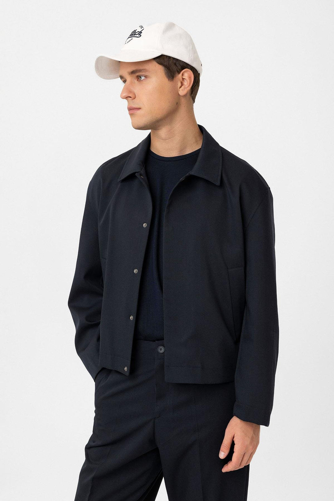 ANT Antioch Navy Blue Hidden Button Seasonal Relax Fit Men's Coat - Cholet