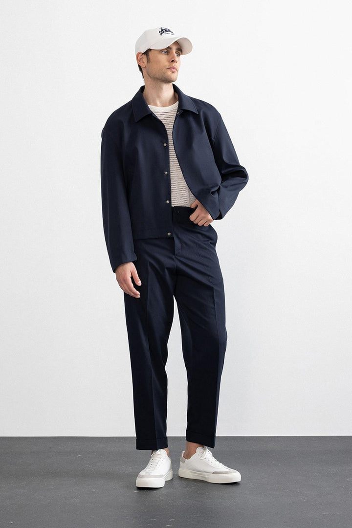 ANT Antioch Navy Blue Hidden Button Seasonal Relax Fit Men's Coat - Cholet