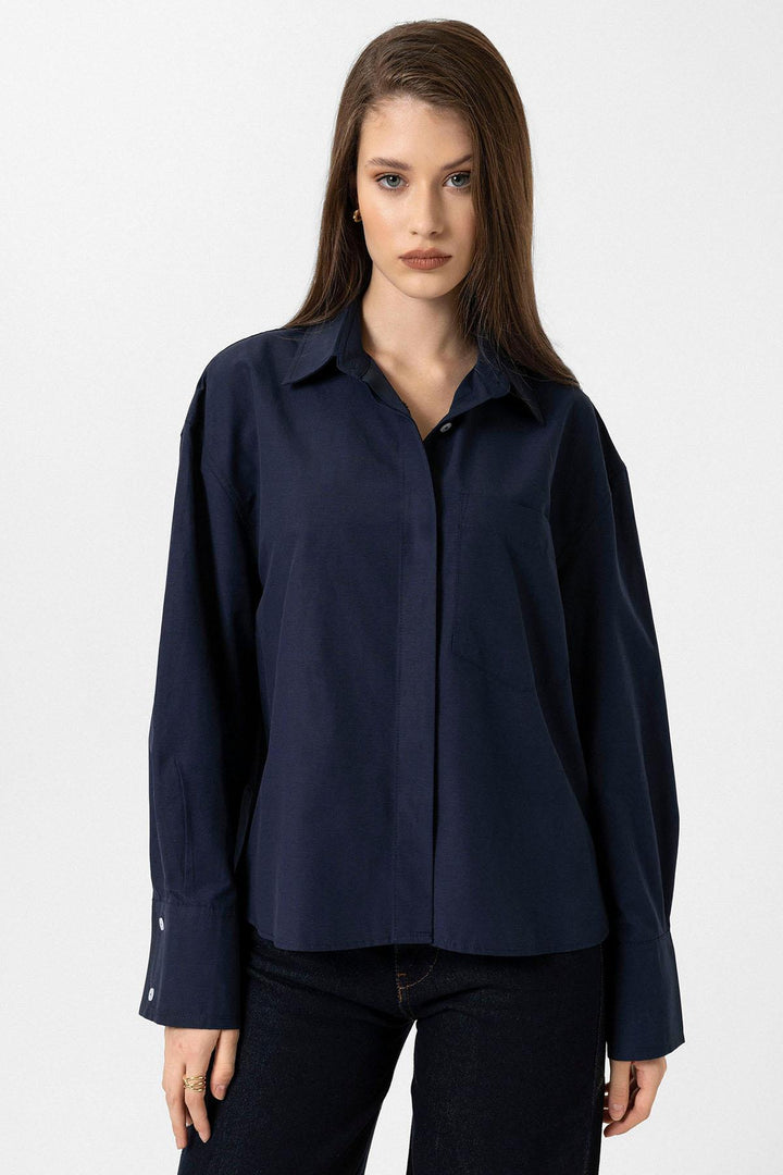 ANT Antioch Blue Women's Basic Poplin Shirt - Graz