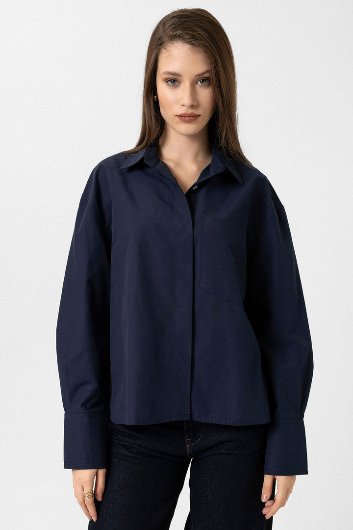 ANT Antioch Blue Women's Basic Poplin Shirt - Graz