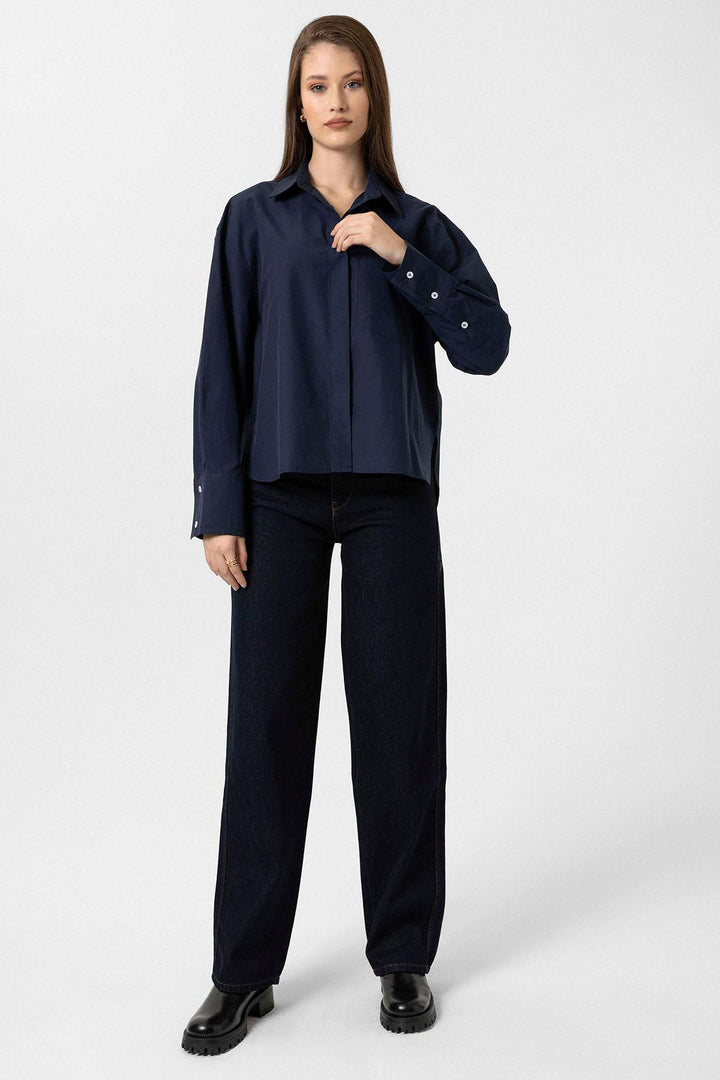 ANT Antioch Blue Women's Basic Poplin Shirt - Graz