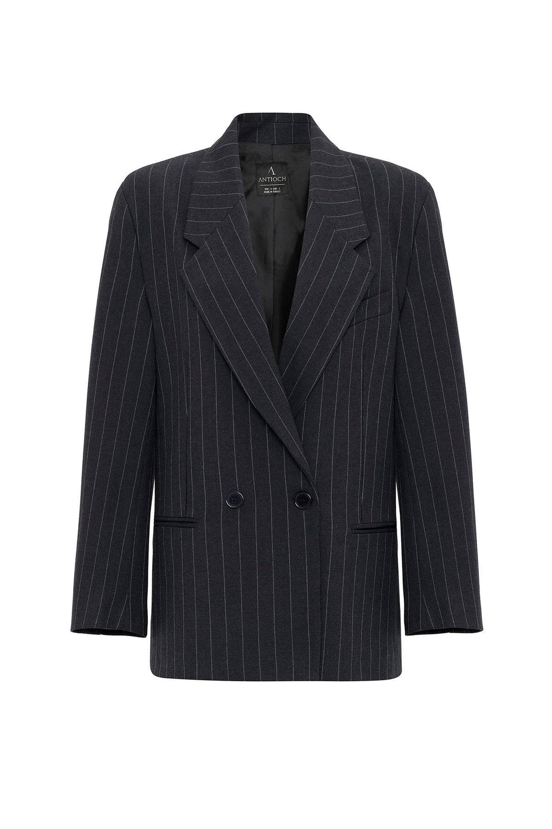 ANT Antioch Navy Blue Striped Oversize Blazer Jacket - Landgraaf