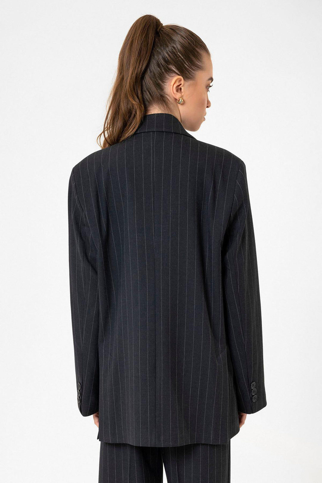 ANT Antioch Navy Blue Striped Oversize Blazer Jacket - Landgraaf
