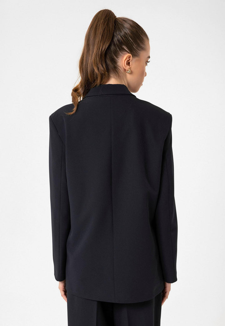 ANT Antioch Navy Blue Women's Wrap Closure Oversize Blazer Jacket - Wiesbaden