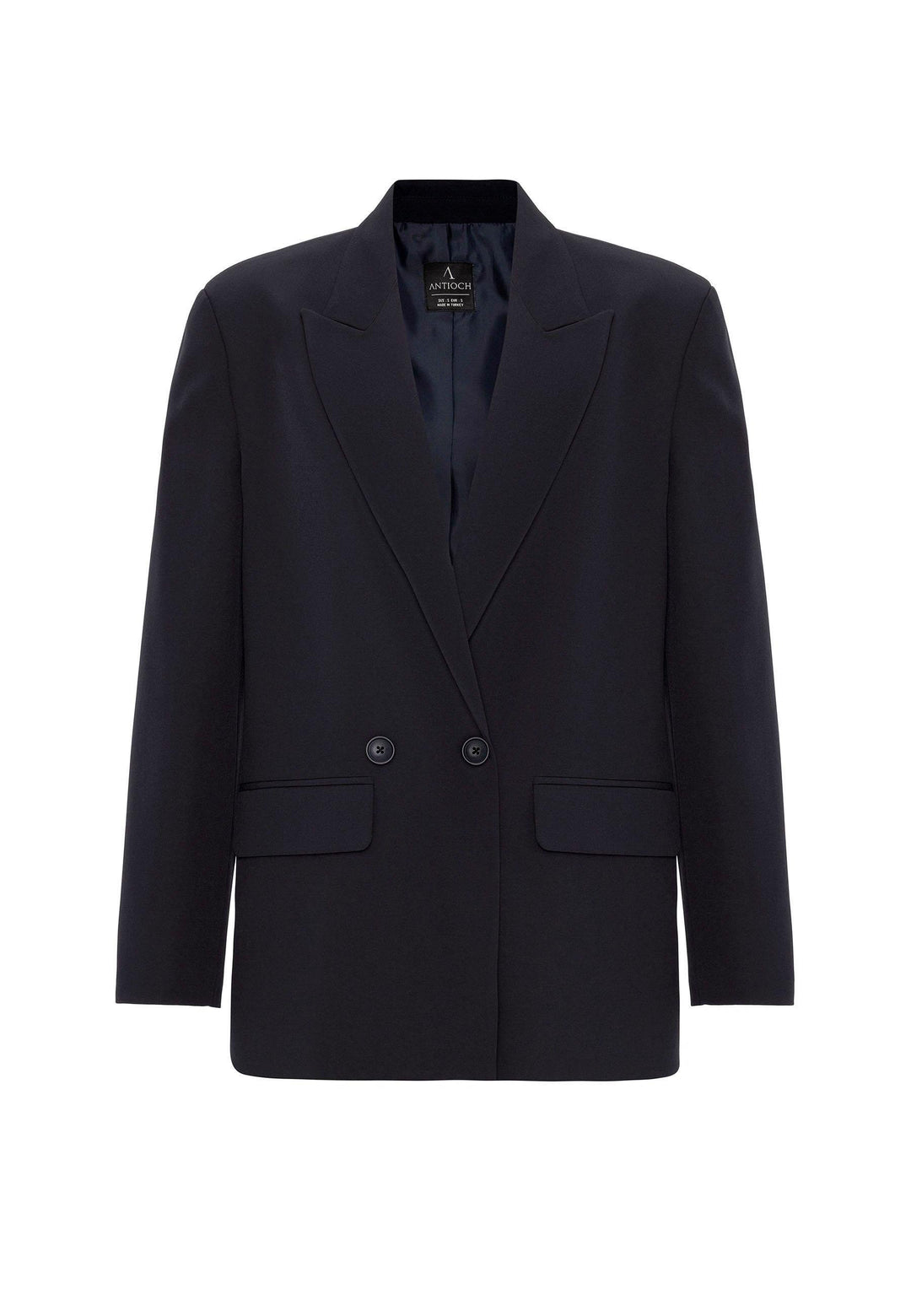 ANT Antioch Navy Blue Women's Wrap Closure Oversize Blazer Jacket - Wiesbaden