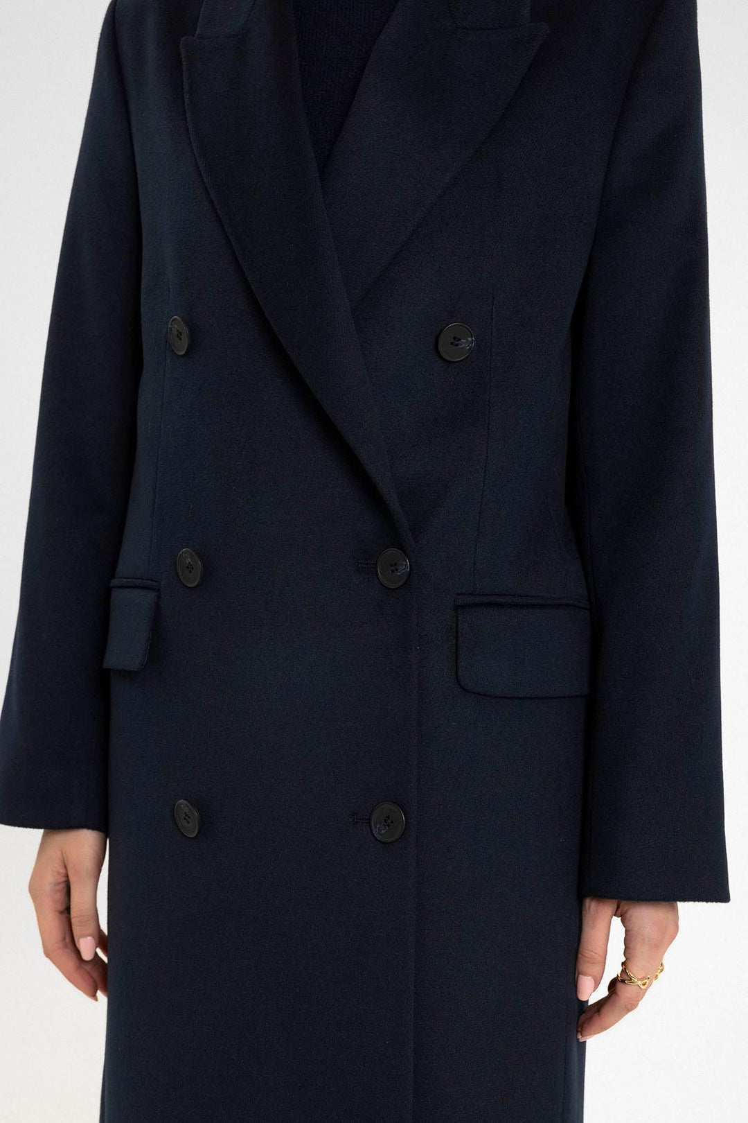 ANT Antioch Navy Blue Women's Wrap Long Coat - Upper Hutt