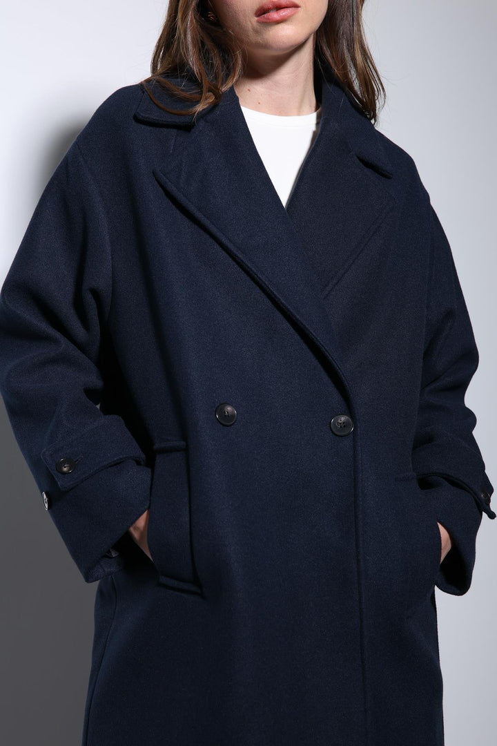 ANT Antioch Navy Blue Soft Textured Oversized Wrap Coat - Casa Grande