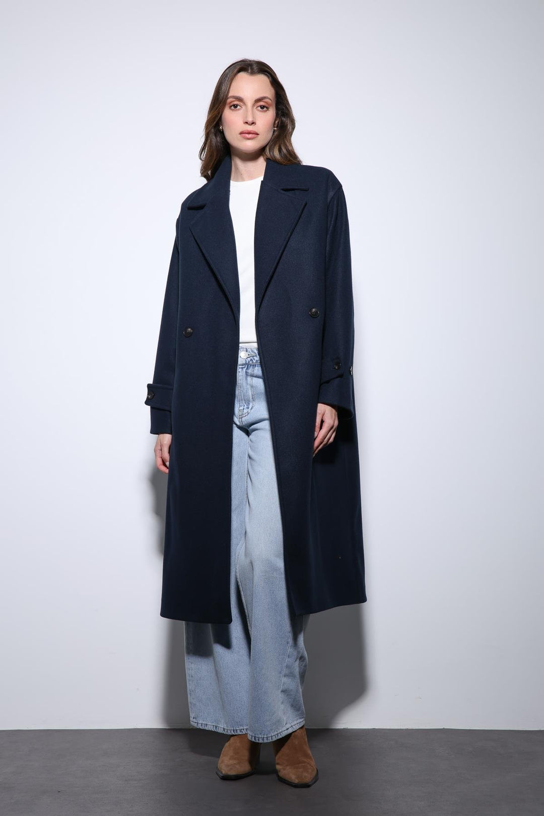 ANT Antioch Navy Blue Soft Textured Oversized Wrap Coat - Casa Grande