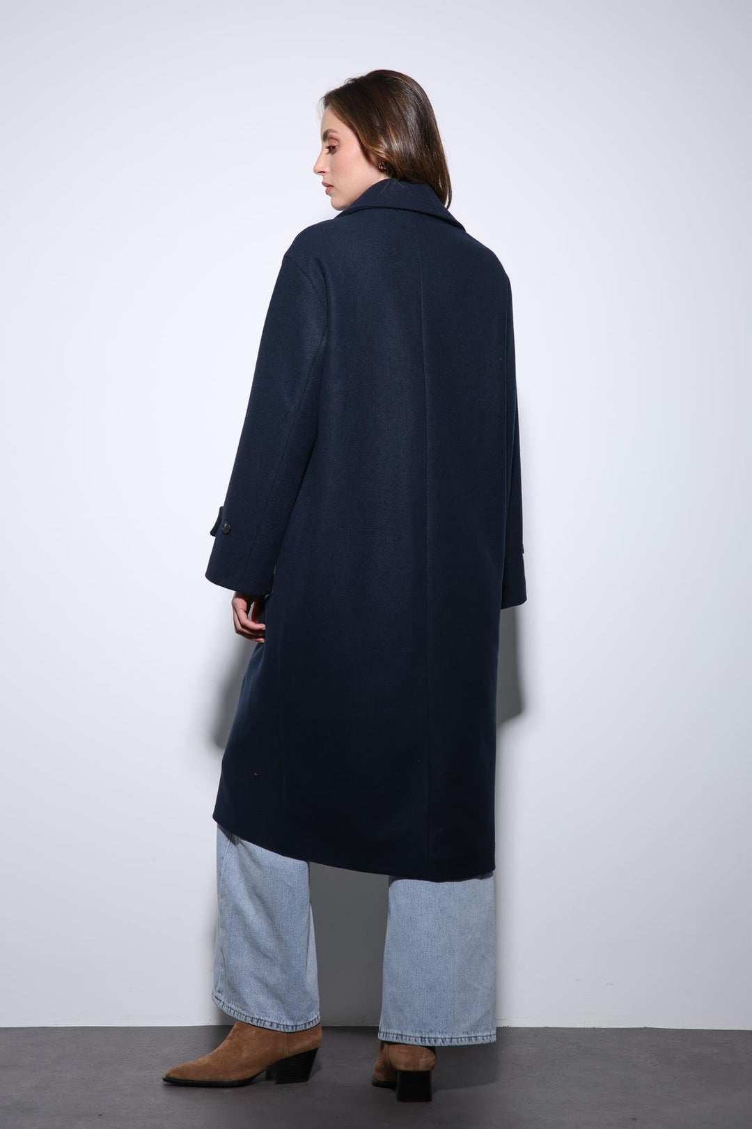 ANT Antioch Navy Blue Soft Textured Oversized Wrap Coat - Casa Grande
