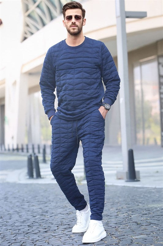 MDX Navy Blue Quilted Patterned Tracksuit 5907 - Stuttgart