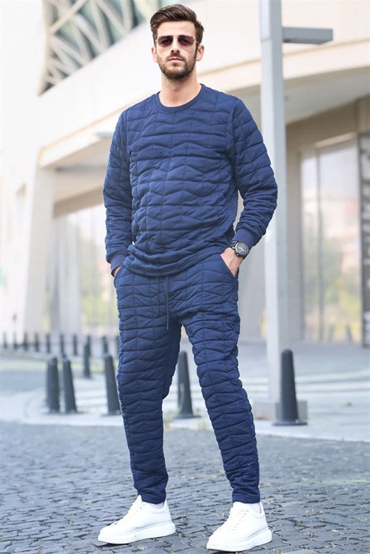 MDX Navy Blue Quilted Patterned Tracksuit 5907 - Stuttgart