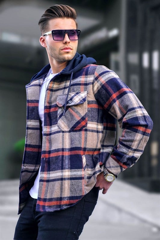MDX Navy Blue Hooded Plaid Lumberjack Shirt 5577 - Bergisch Gladbach