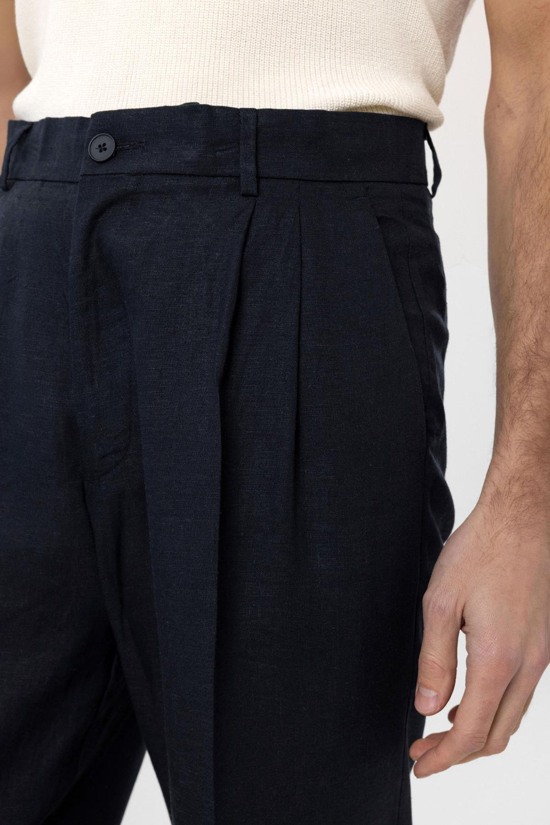 ANT Antioch Lacivert Keten Karışımlı Erkek Baggy Pantolon - Sesto Fiorentino