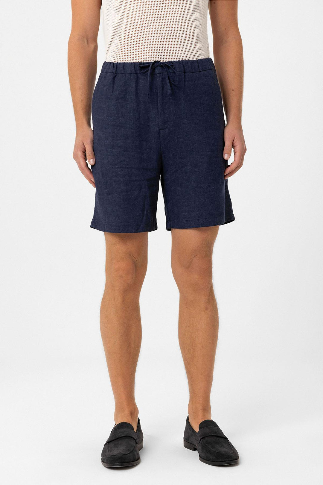 ANT Antioch Navy Linen Blend Men's Shorts - Stockport