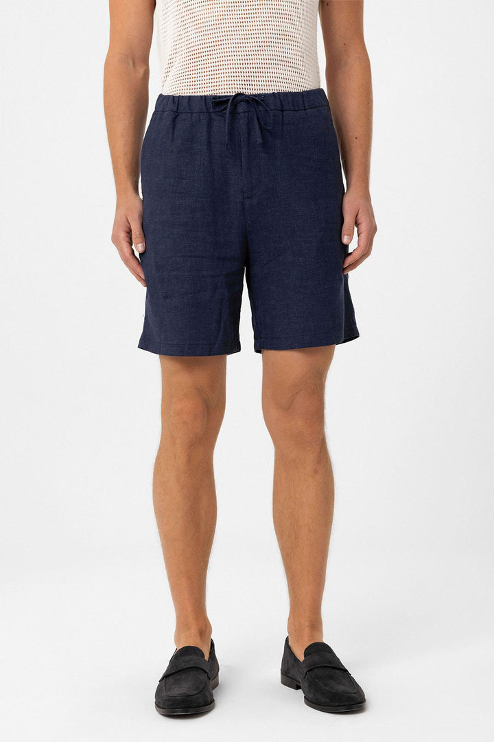 ANT Antioch Navy Linen Blend Men's Shorts - Stockport