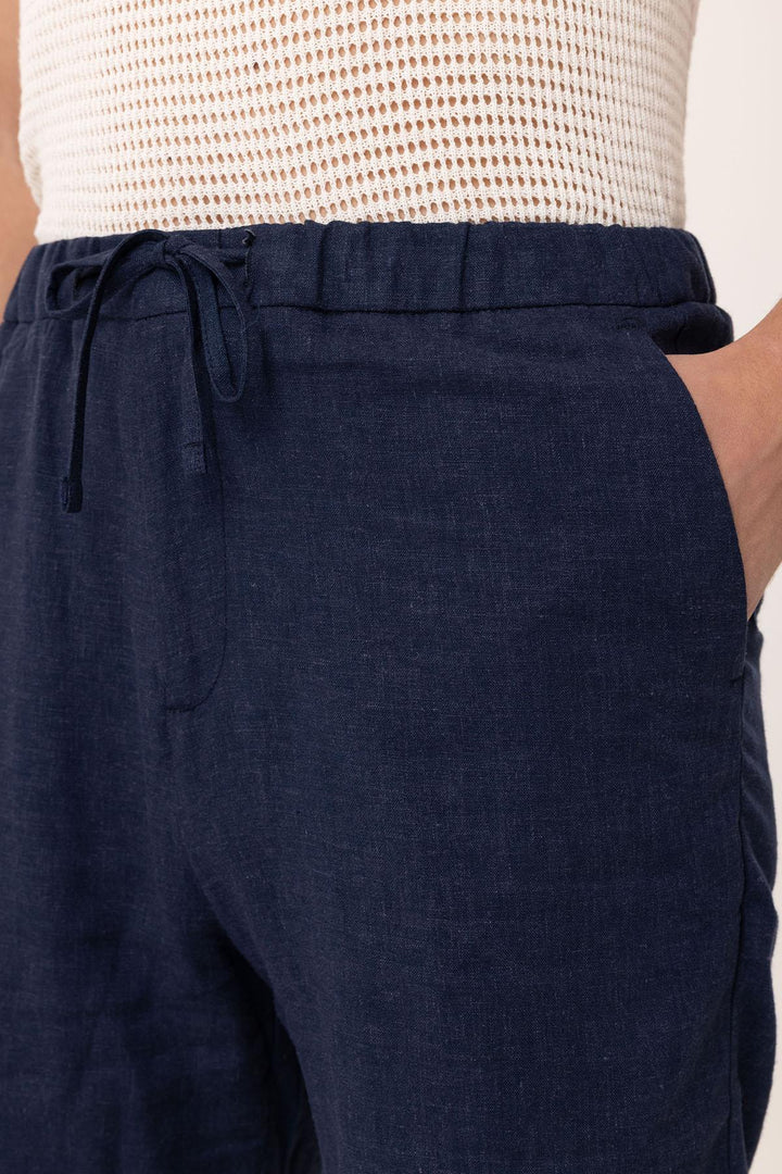 ANT Antioch Navy Linen Blend Men's Shorts - Stockport