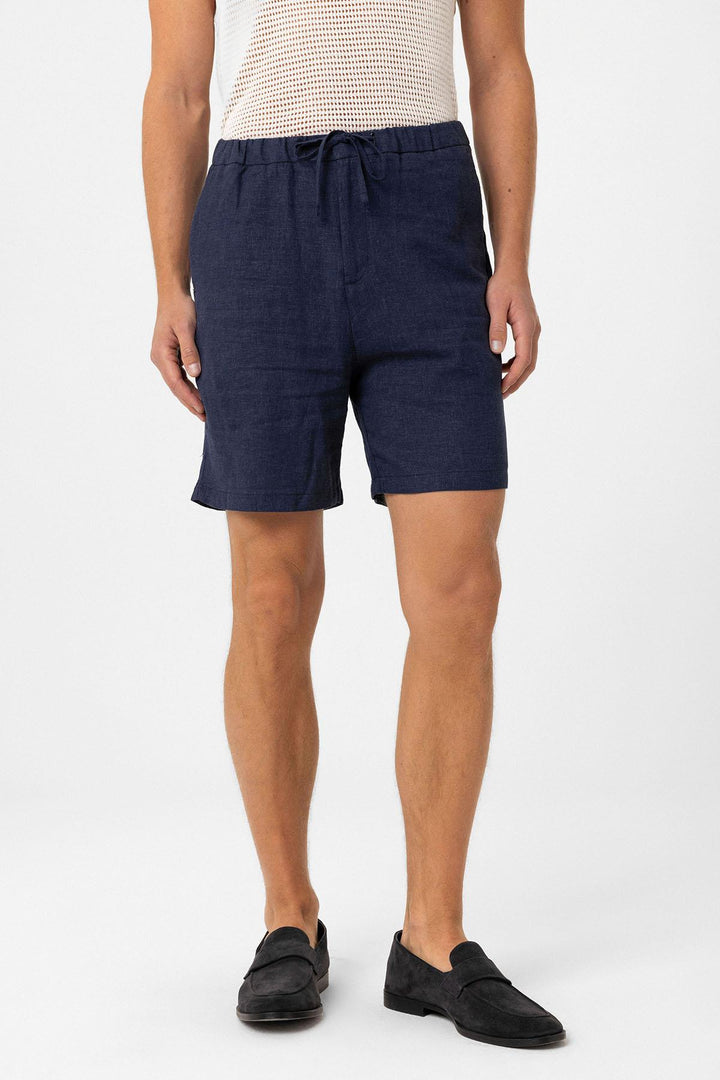 ANT Antioch Navy Linen Blend Men's Shorts - Stockport