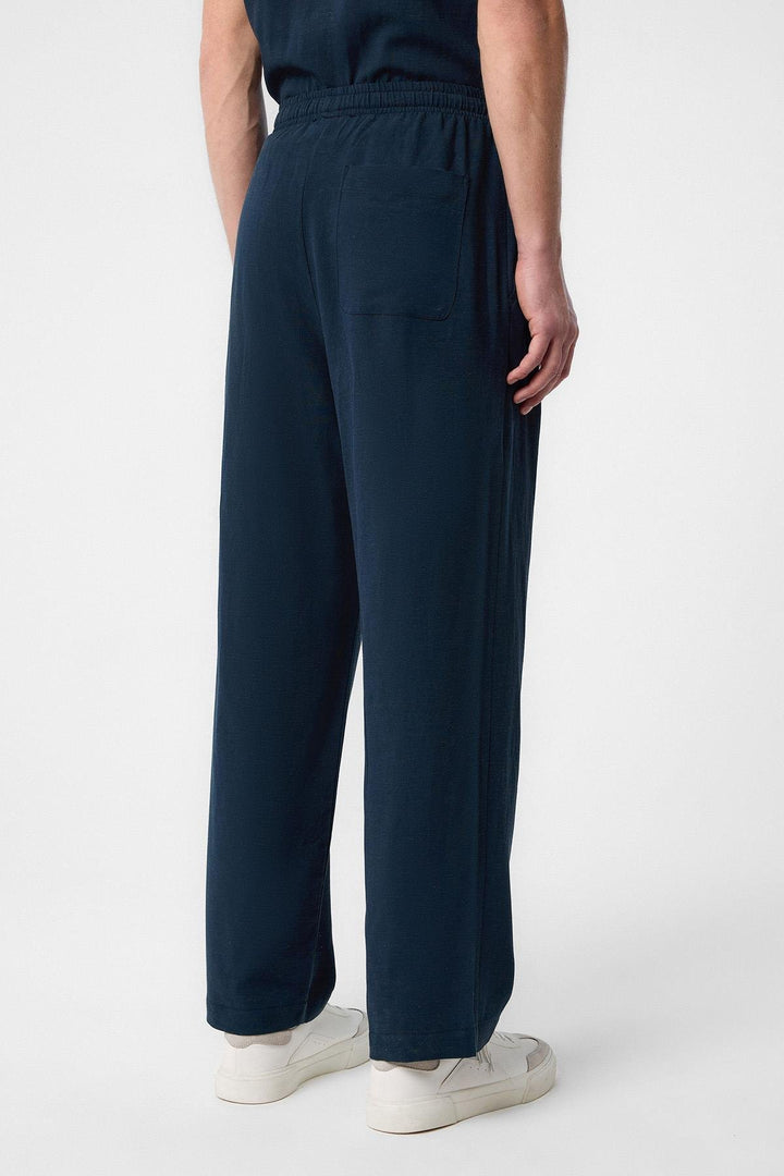 ANT Antioch Navy Blue Linen Blend Jogger Men's Pants - Wilhelmshaven