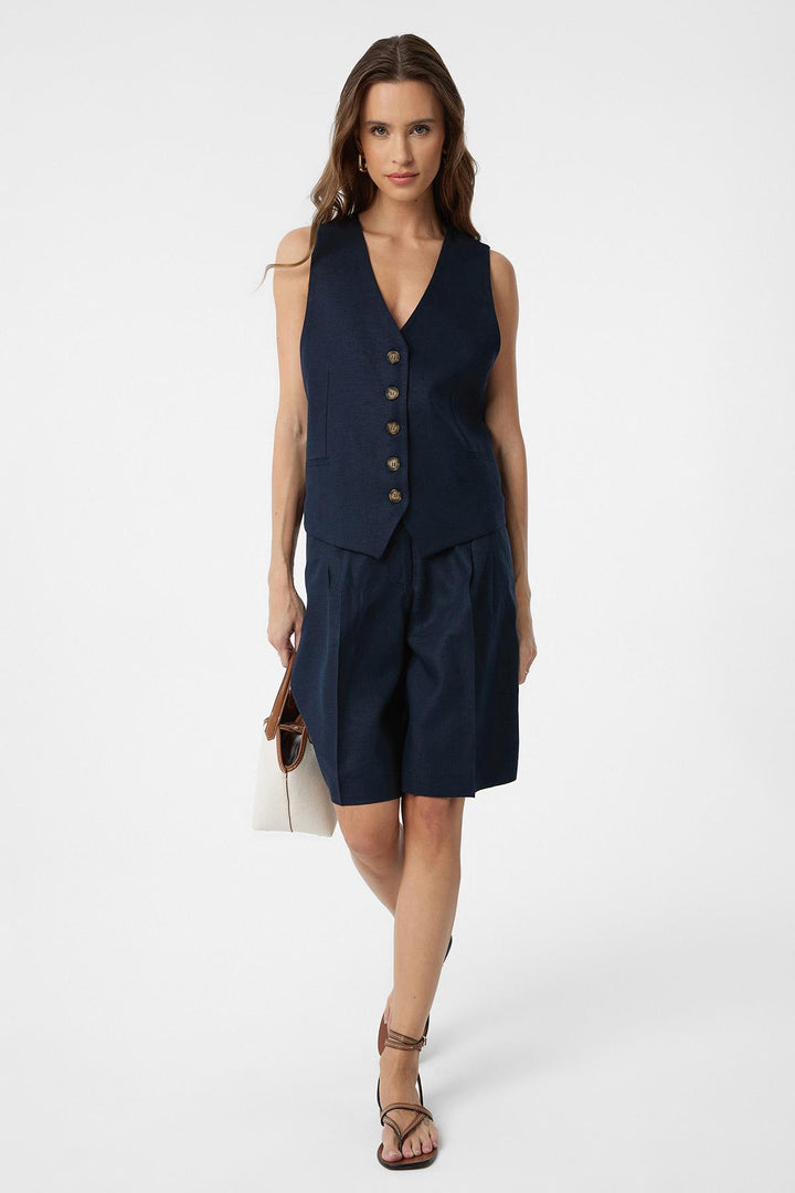 ANT Antioch Navy Linen Blend Women's Bermuda Shorts - Amarillo