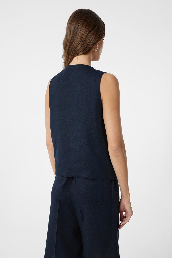 ANT Antioch Navy Linen Blend Women's Tailored Vest - Târgu Jiu