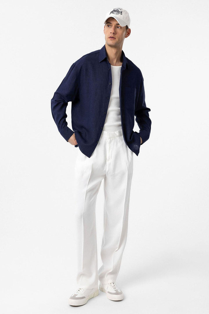 ANT Antioch Blue Linen Blend Relax Fit Men's Shirt - Bilhorod-Dnistrovskyi