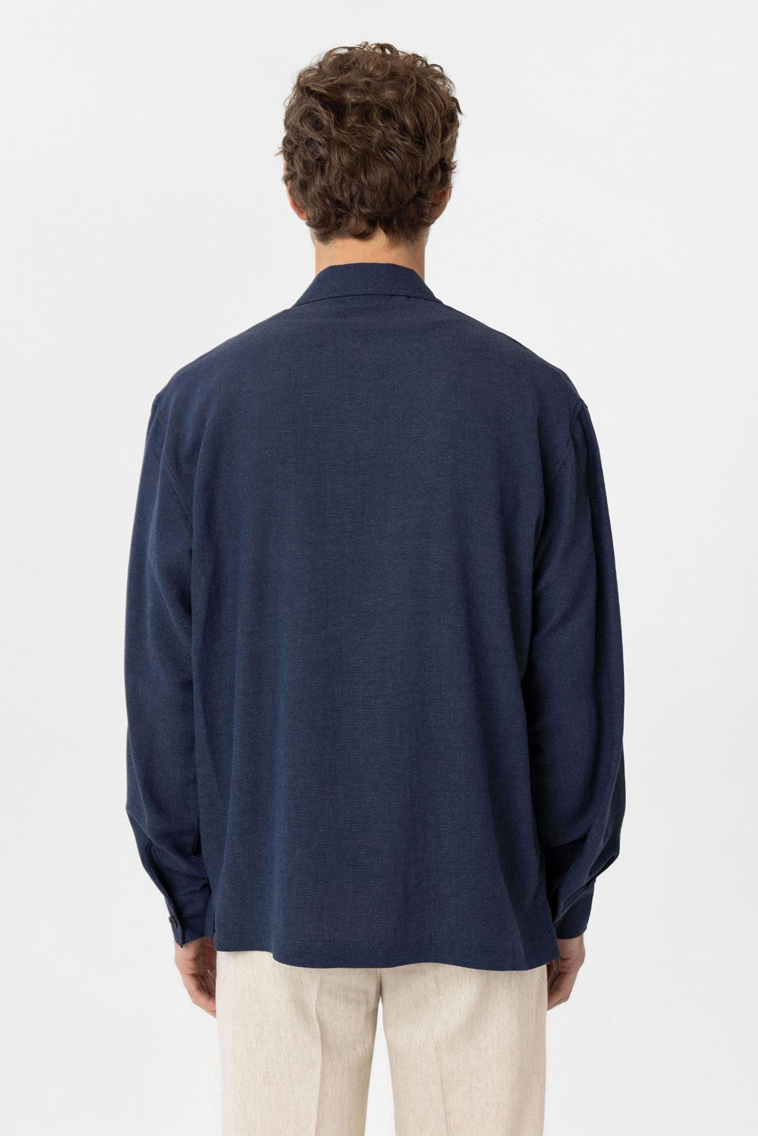 ANT Antioch Blue Linen Blend Relaxed Fit Men's Shirt - San Felipe Orizatlán