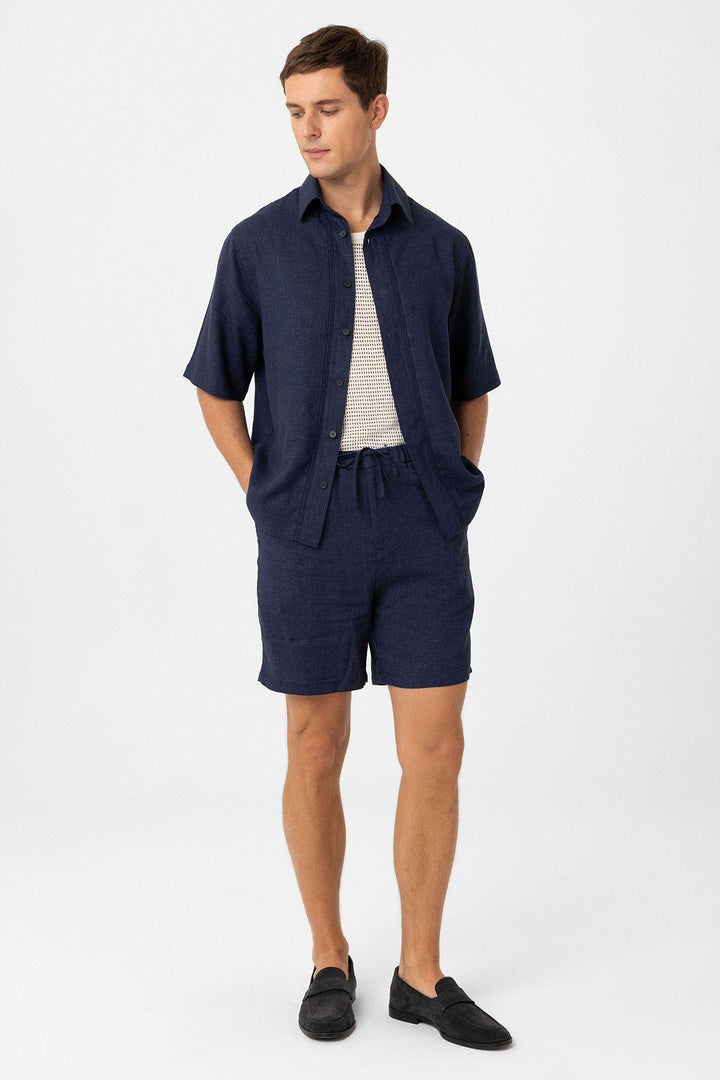 ANT Antioch Blue Linen Blend Relaxed Fit Men's Shirt - Norderstedt