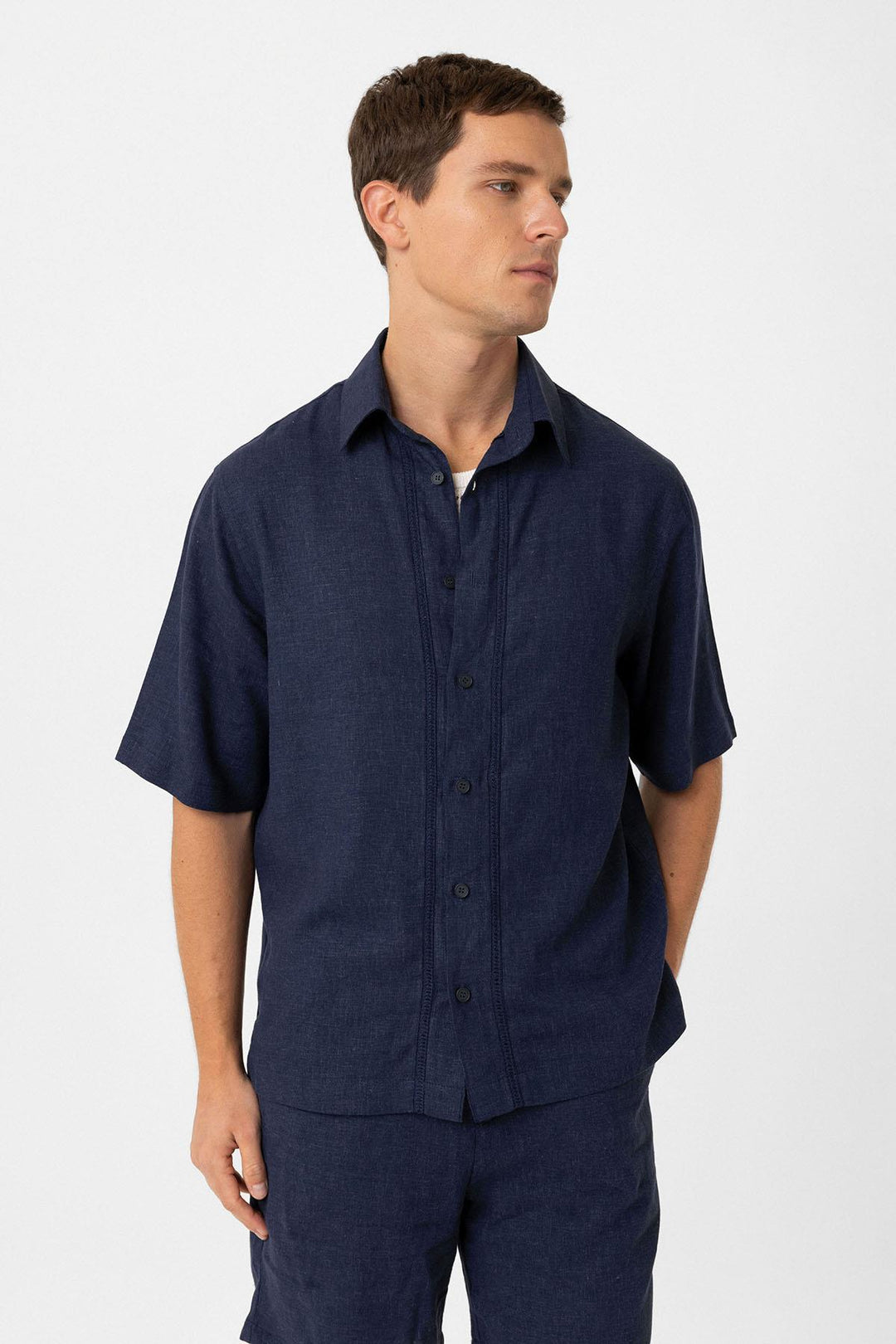 ANT Antioch Blue Linen Blend Relaxed Fit Men's Shirt - Norderstedt