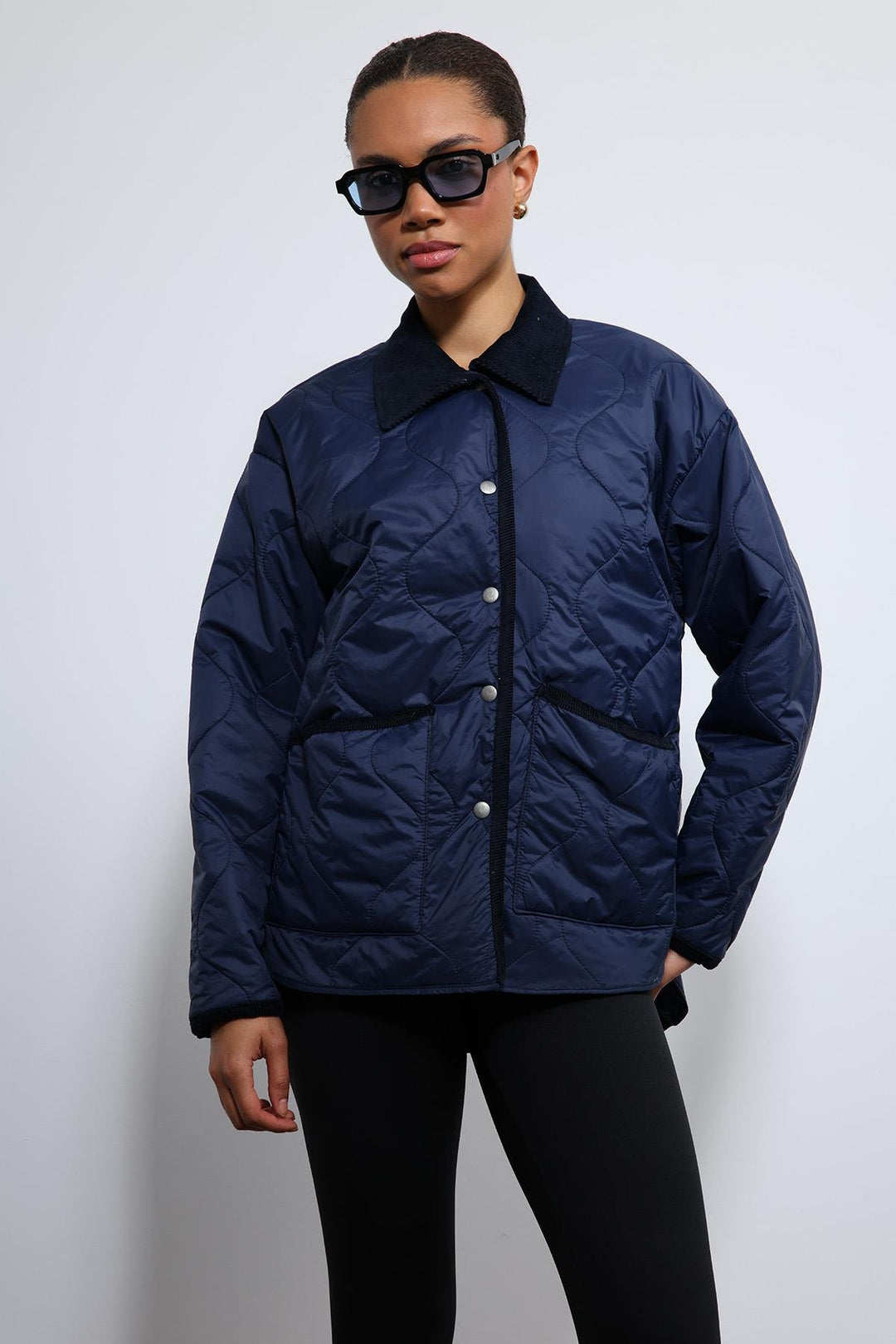 ANT Antioch Blue Contrast Collar Patterned Coat - Oviedo