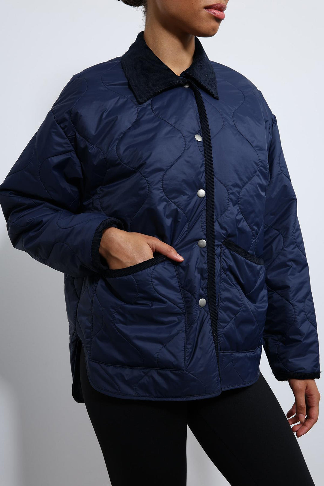 ANT Antioch Blue Contrast Collar Patterned Coat - Oviedo