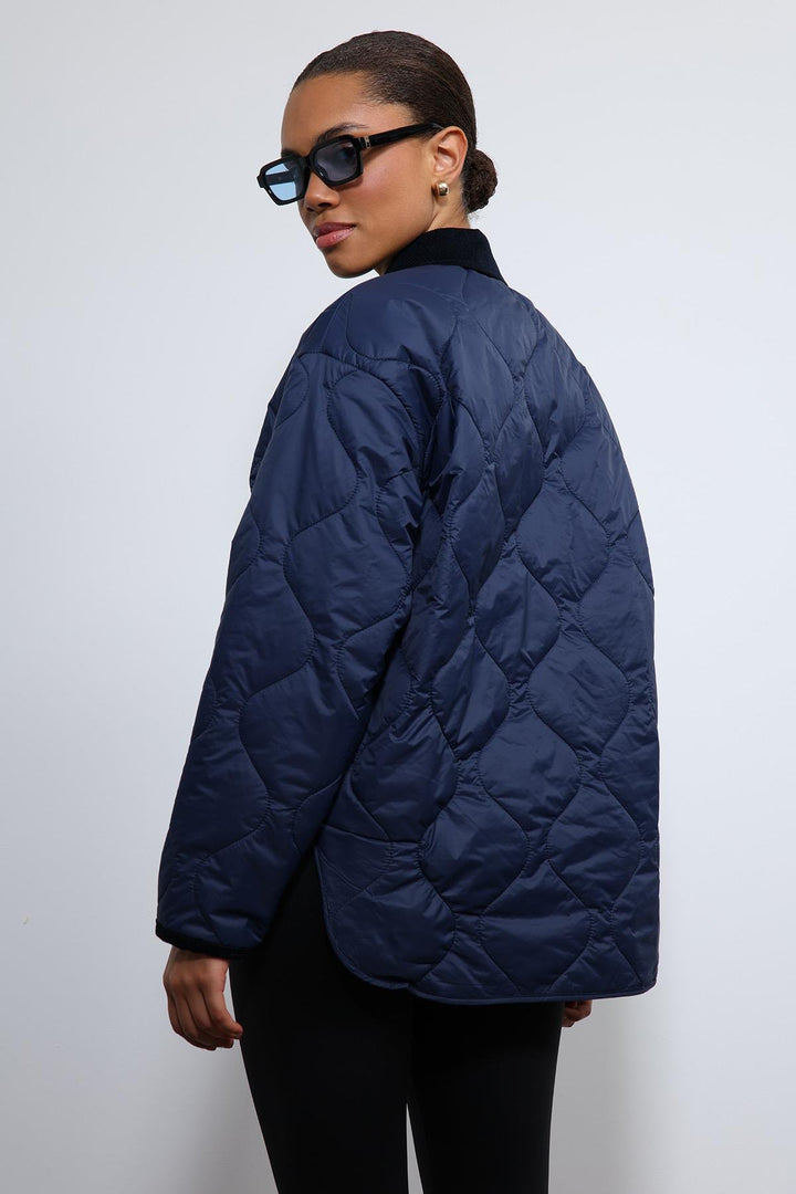 ANT Antioch Blue Contrast Collar Patterned Coat - Oviedo