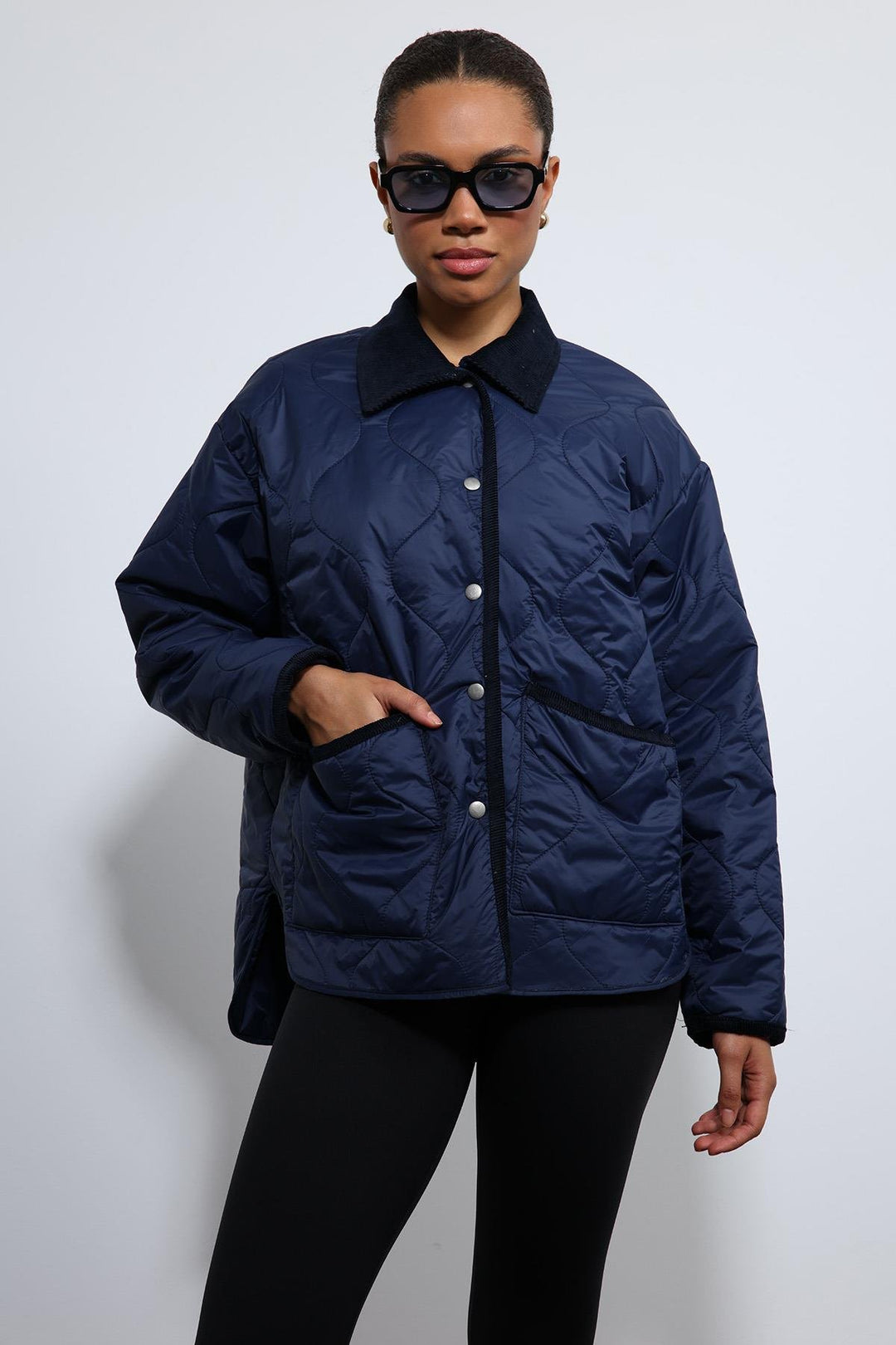 ANT Antioch Blue Contrast Collar Patterned Coat - Oviedo