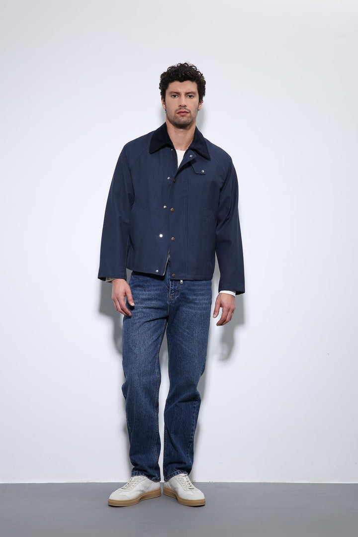 ANT Antioch Navy Blue Contrast Collar Men's Jacket - Peristéri