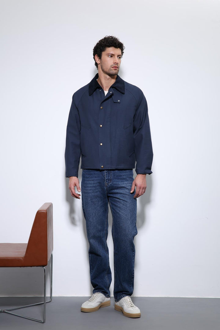 ANT Antioch Navy Blue Contrast Collar Men's Jacket - Peristéri