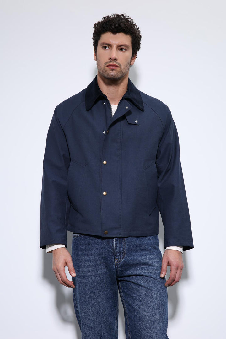 ANT Antioch Navy Blue Contrast Collar Men's Jacket - Peristéri