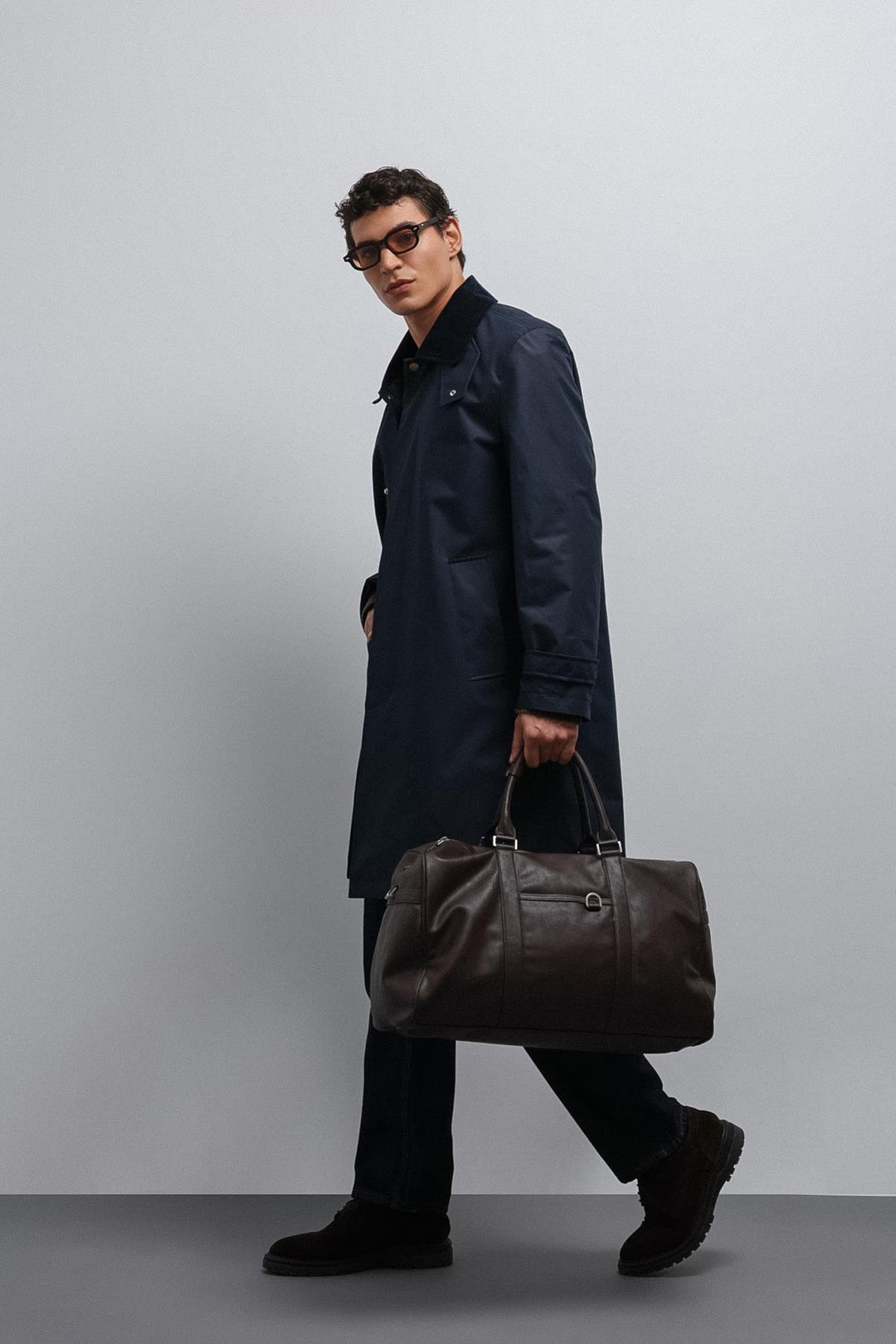 ANT Antioch Navy Blue Contrast Collar Technical Men's Trench Coat - Chenalhó