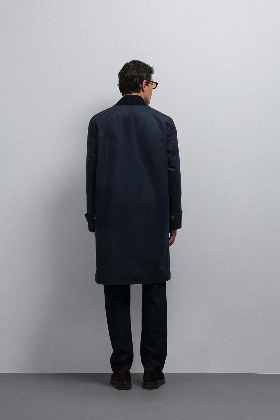 ANT Antioch Navy Blue Contrast Collar Technical Men's Trench Coat - Davie