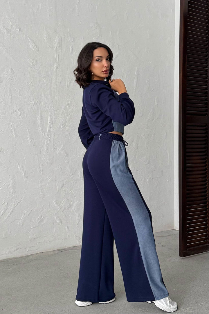 Navy Blue Denim Fabric Soft Textured Pants Jacket Suit BCHN-25261021 - Galaţi